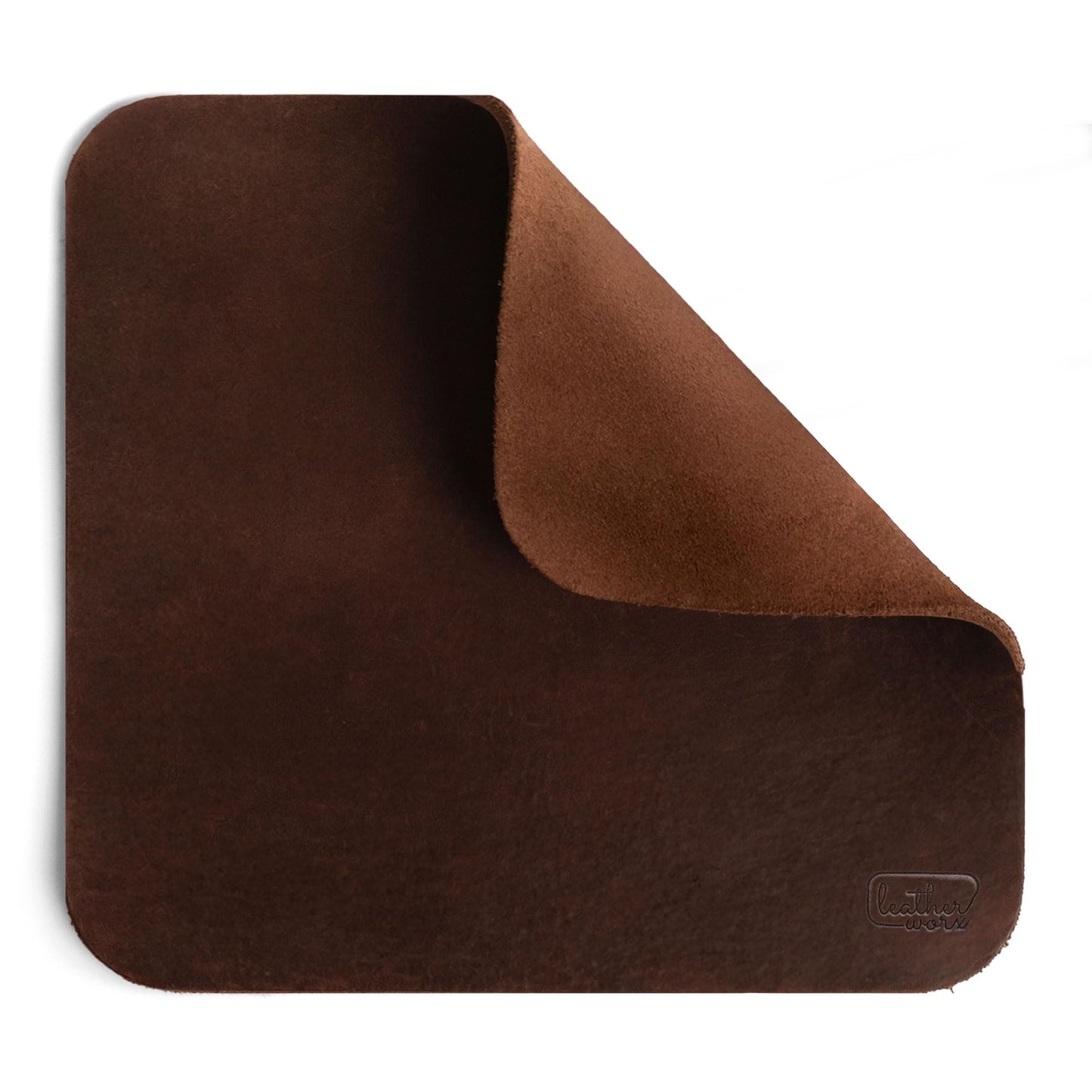 Leather Worx, Ergonomic Mouse Pad, Executive Work Desk & Office Essentials, Tracking Accuracy, Mouse Control, Thick Full Grain Leather, Handmade, Bourbon Brown