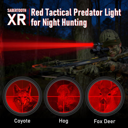 SABERTOOTH Red Hunting Light Rechargeable Tactical Flashlight with Holster 1800LM 340-yard Red LED Flashlight for Hunting Coyotes, Wild Boars, and Vermin