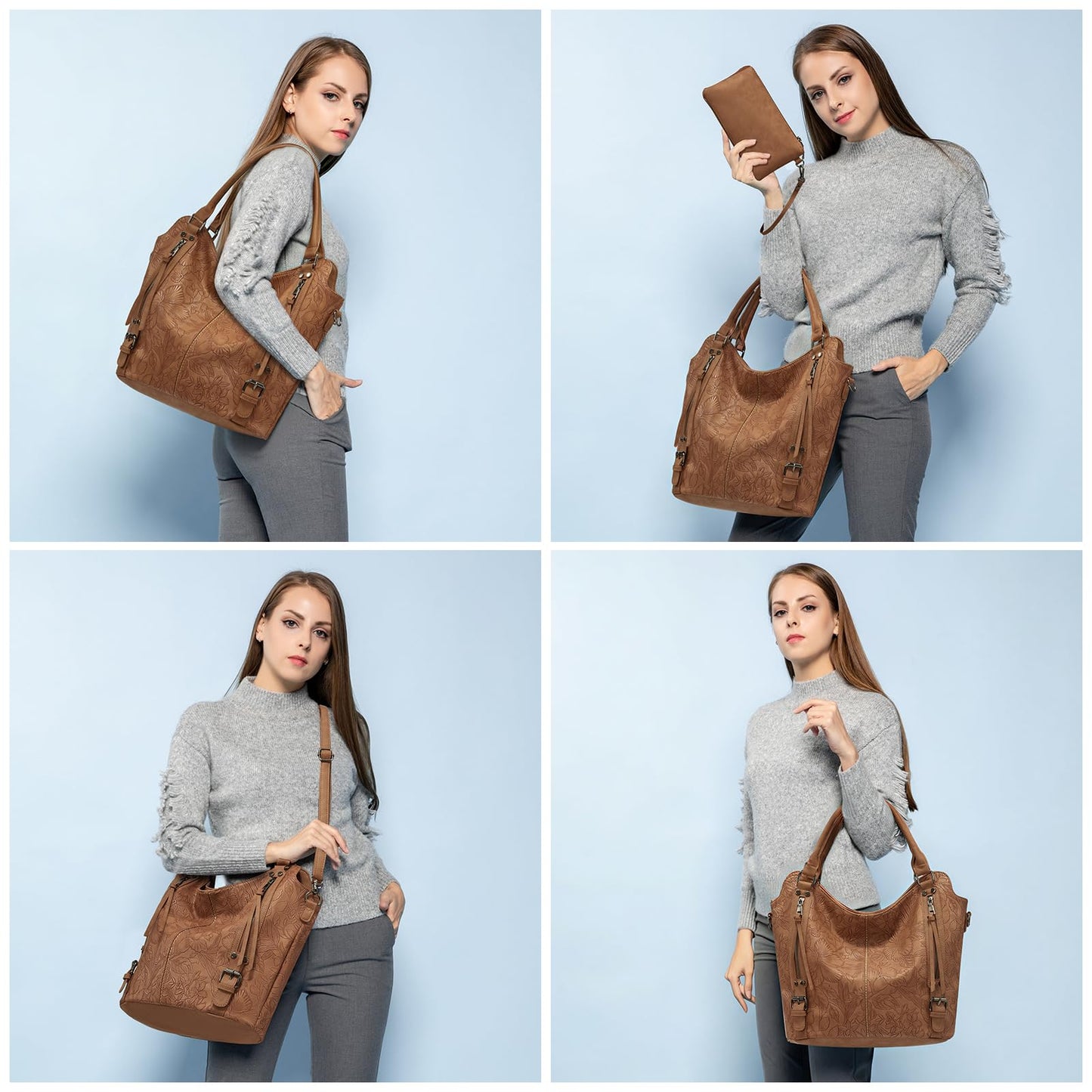 Tote Bag for Women PU Leather Shoulder Bags Fashion Hobo Bags Large Purse and Handbags with Adjustable Shoulder Strap