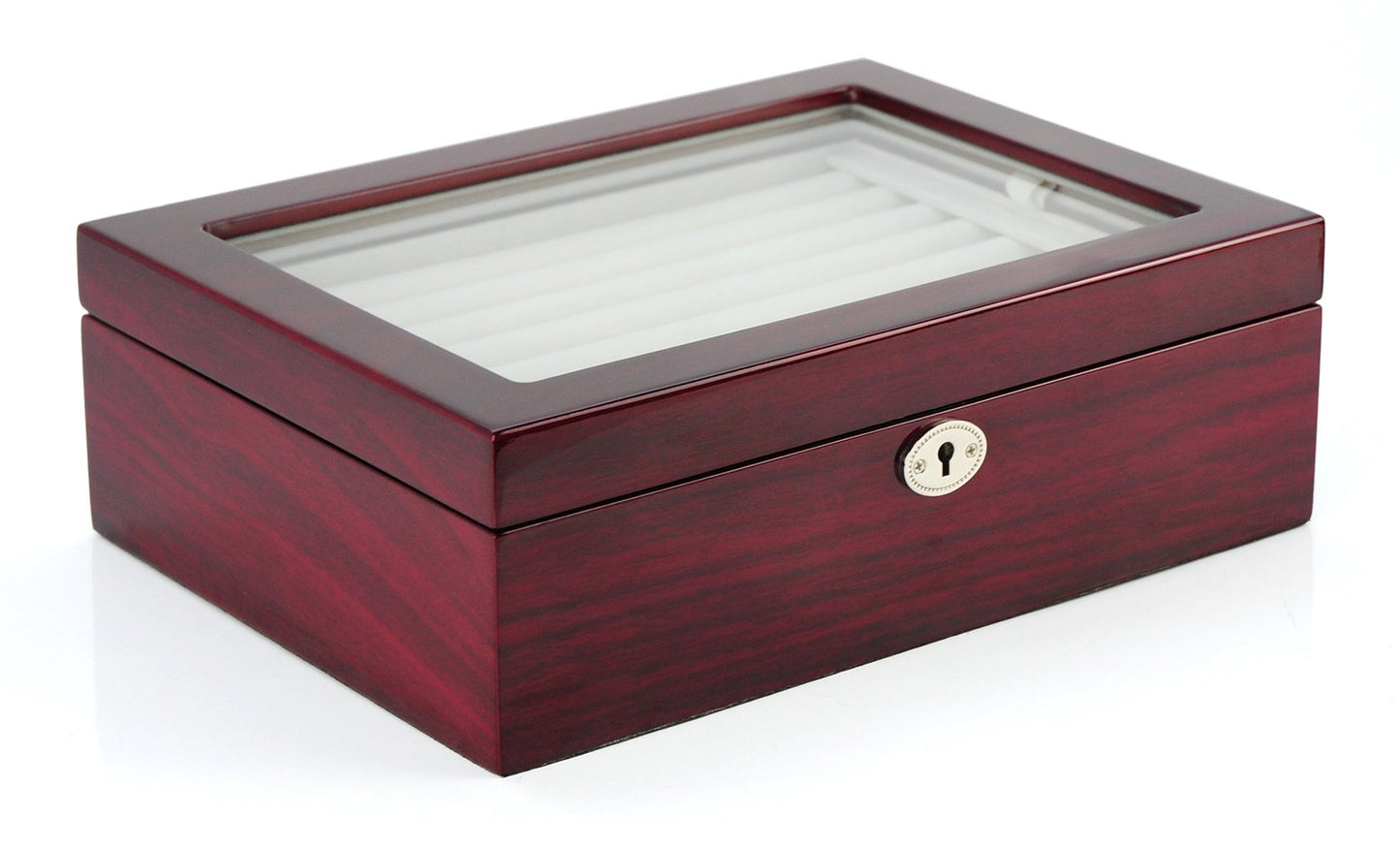 Deluxe Jewelry Cufflinks Collector's Storage Presentation Box Case Mahogany Double-Decker Gift