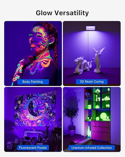 2 Pack 50W Halloween Blacklight Flood Lights Wired 120V IP66 Waterproof UV Led Black Light Use to Outdoor or Indoor for Landscape Decoration, Skeleton, Spider Web, Ghost, Tombstone, Body Paint, Party