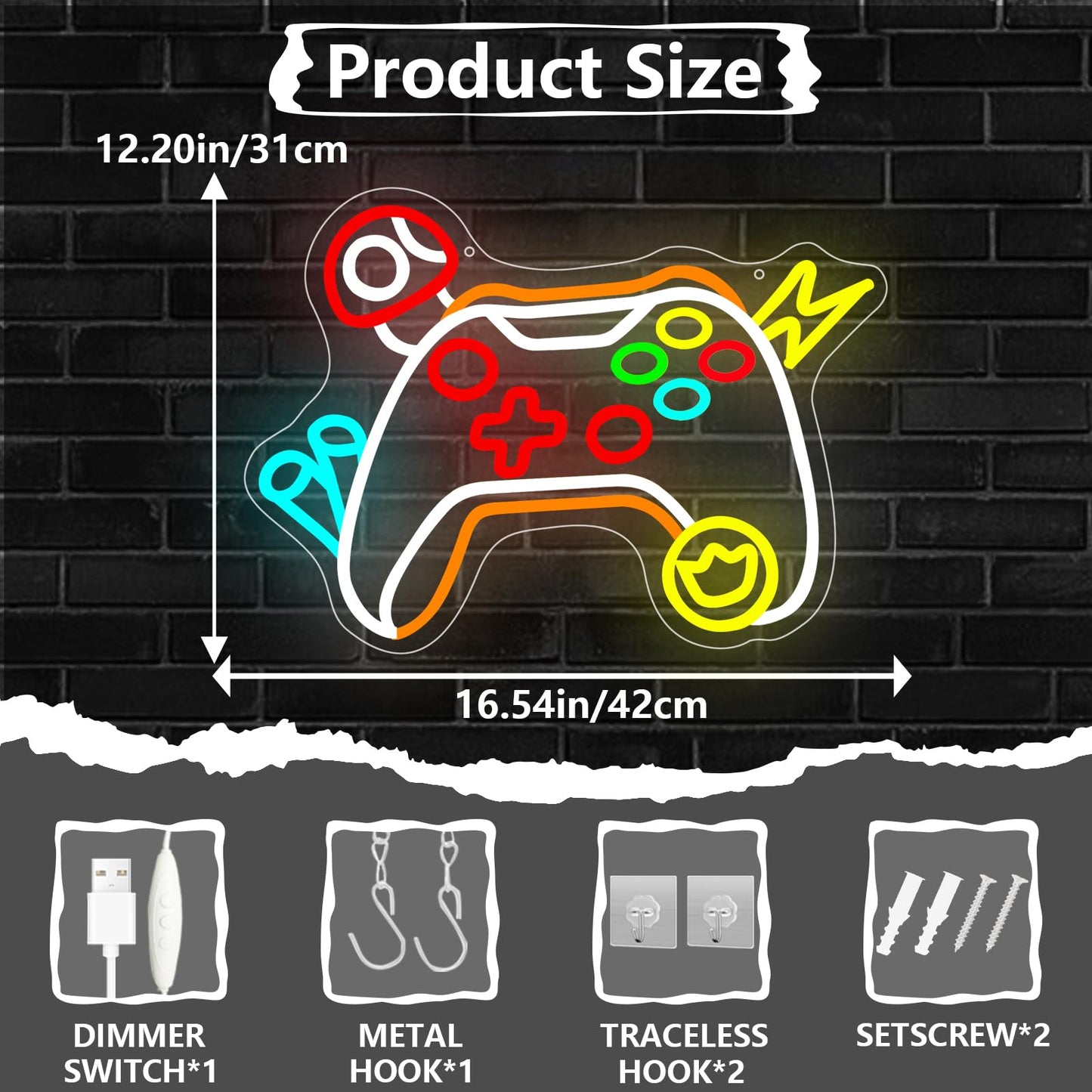 Gaming Zone Neon Sign, Gamepad Shaped Mushroom Led Neon Signs for Game Room Gamer Man Cave Bedroom Wall Decor, Great Gift for Boy Teen