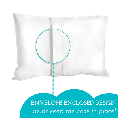 Little Sleepy Head Youth Pillow Case - 100% Made Cotton & Hypoallergenic Pillow Case - Snug Fit Envelope Pillowcase Enclosure - Youth Pillow 16x22 Size - (White Envelope) Design Travel Pillow Cover