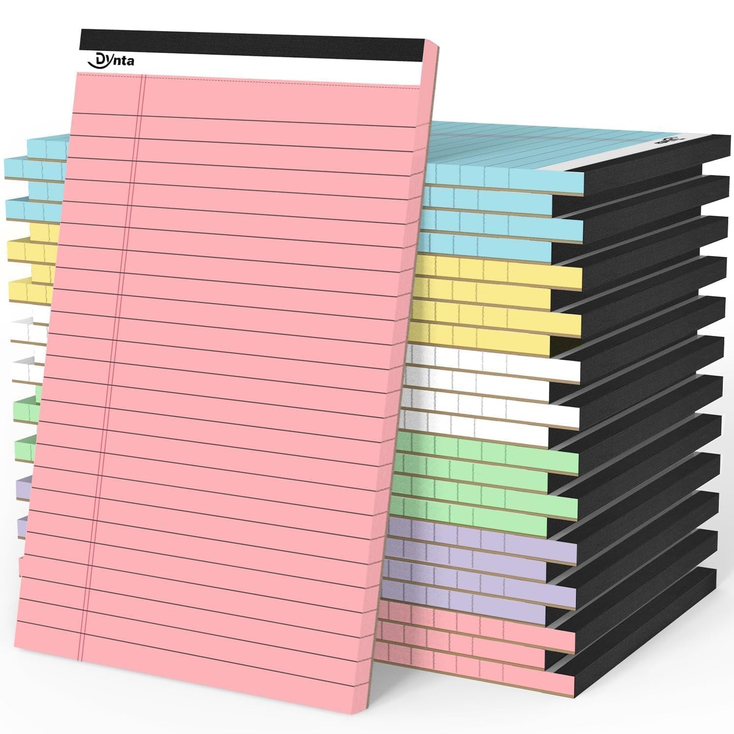 Dynta 24 Pcs 5x8 Note Pads, 1080 Sheets College Ruled Small Writing Pads, 80GSM Heavyweight Colored Paper, 45 Sheets Per Notepad