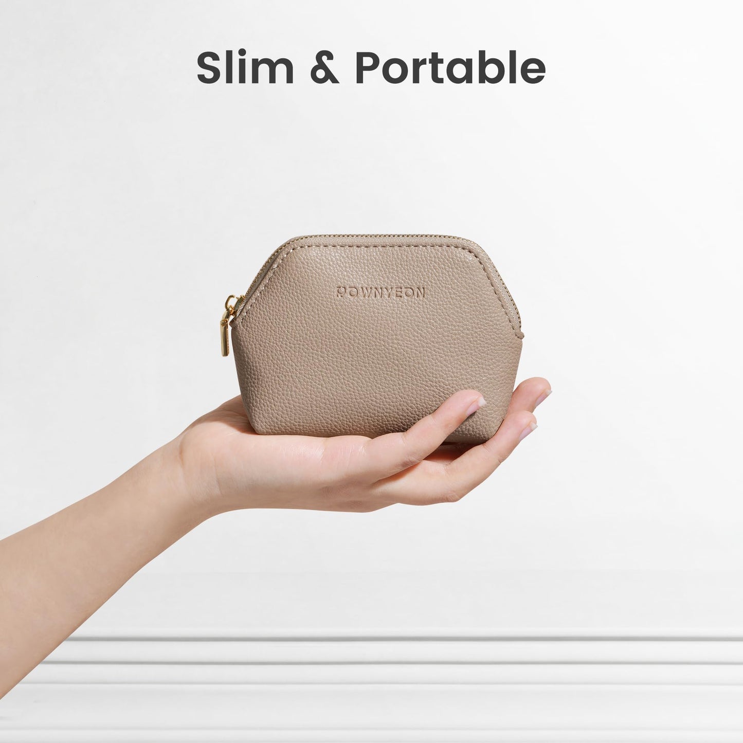 ROWNYEON Small Makeup Bag for Purse, Mini Portable Cosmetic Bags for Women, PU Leather Coin Purse Lipstick Cosmetic Accessories Organizer, Travel Makeup Pouch Zipper Pouch for Men Women
