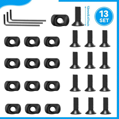 REERON Single Picatinny Rail Section Adapter 6 Pack 3 5 7 9 11 13 Slot Aluminum Picatinny Rails Accessory with 13 T-Nuts & Screws, 3 Allen Wrench - Rounded Corner, Black