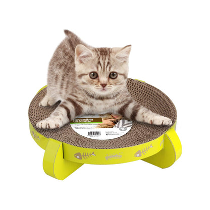 PAWISE UFO-Shaped Cat Scratcher Lounge – Reversible Cardboard Scratching Pad, Durable Cat Scratch Bowl & Bed, Interactive Scratcher for Indoor Cats & Kittens