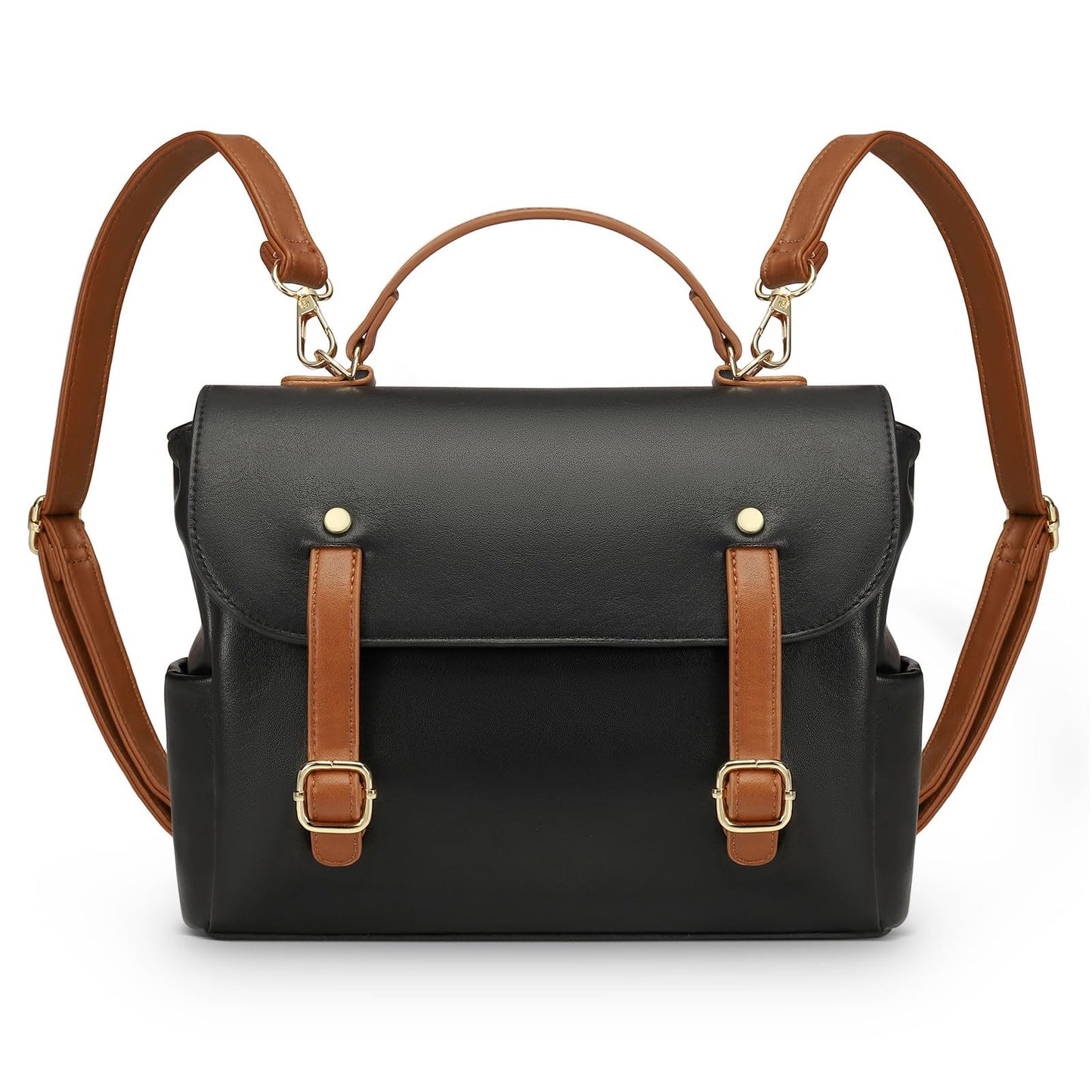 Convgo Mini Backpack Purse for Women, Small Fashion Backpack Vintage PU Leather Shoulder Bag Casual Travel Collage, Black