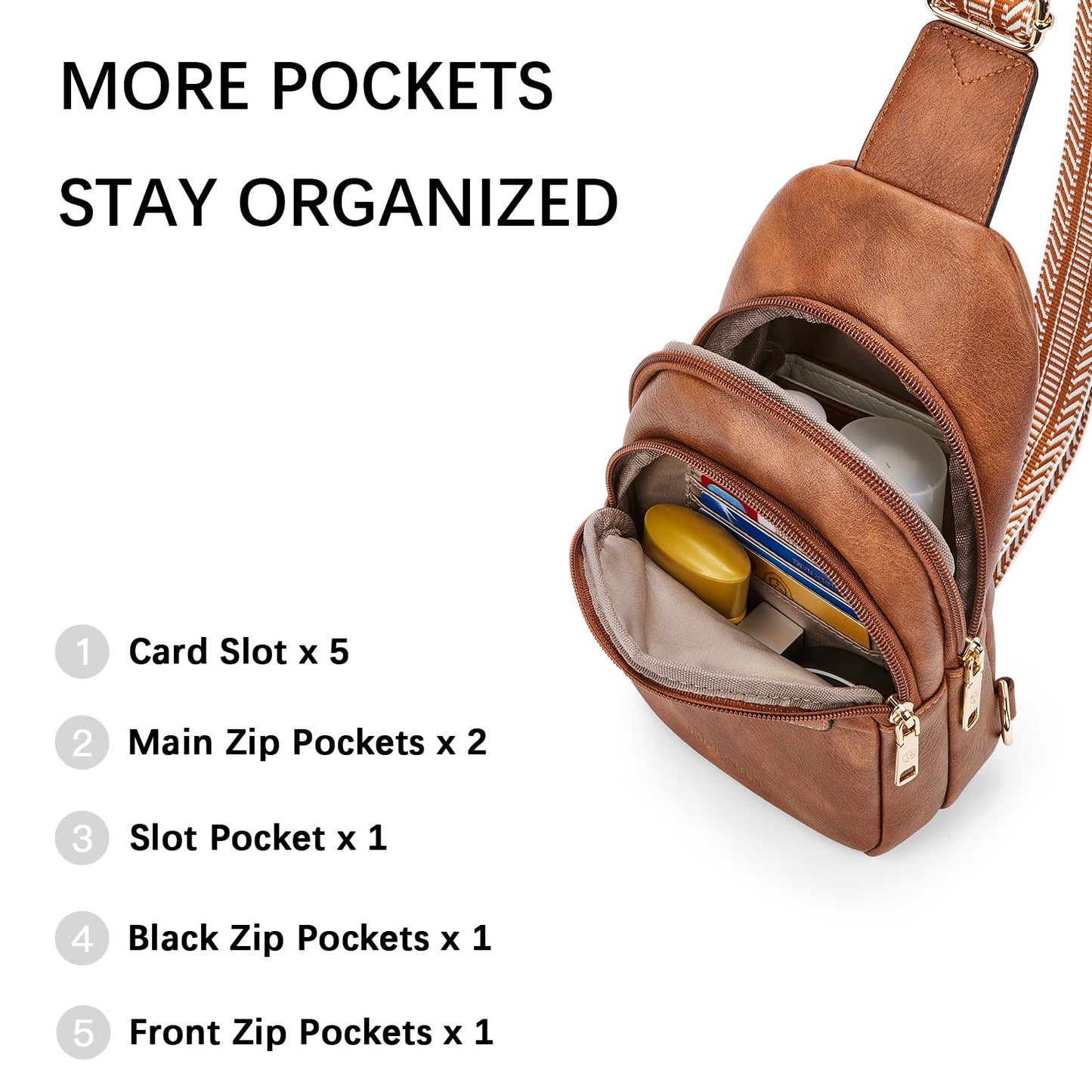 BOSTANTEN Small Sling Bag for Women - Leather Crossbody Fanny Pack for Travel, Brown