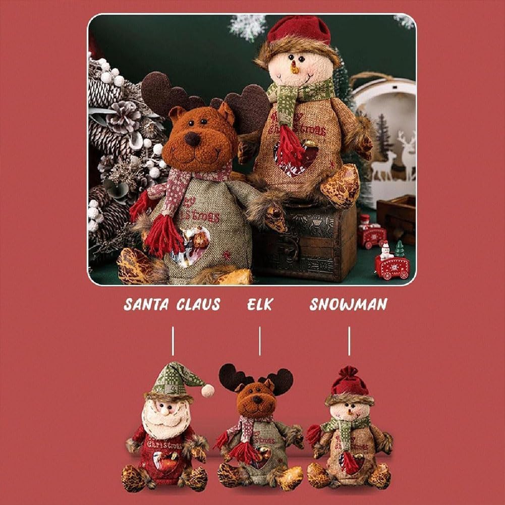 RUIQLXHANG 3 Pcs Christmas Gift Bags Zipper Design, 2026 New 3D Doll Decoration Gift Bag, Santa Snowman Doll Storage Gift Bag for Christmas Party and Festival