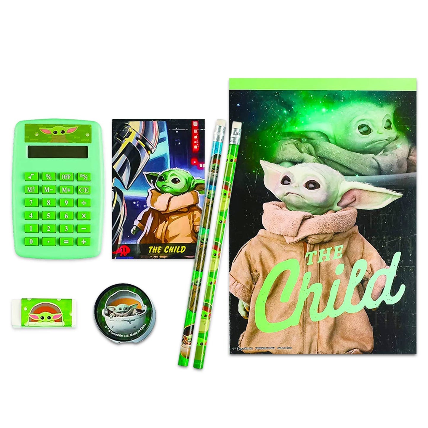 Baby Yoda School Supplies Value Pack - 11 Pc Bundle with Baby Yoda Notebook, and Stickers for Kids, Boys, Girls | Star Wars Back to School Supplies