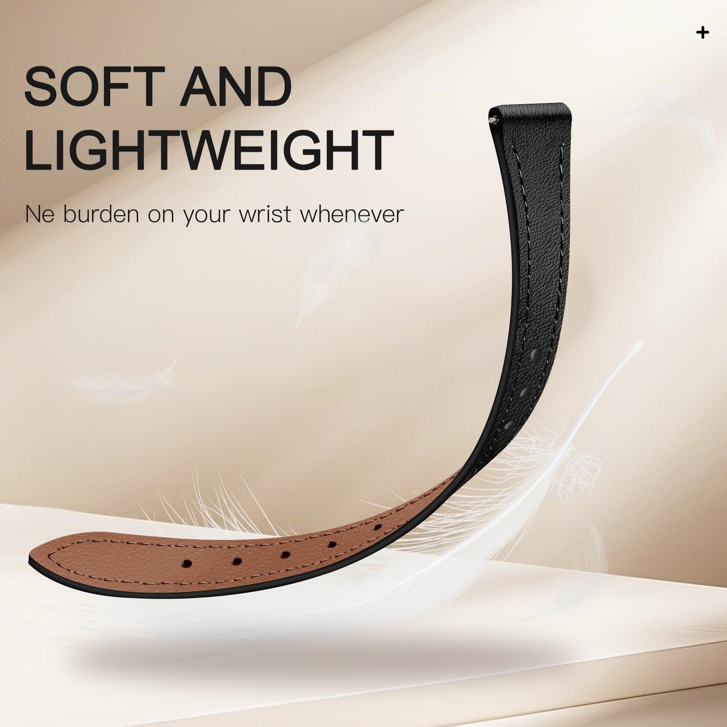 JR.DM 2 Pack Slim Leather Bands Women Compatible with Samsung Galaxy Watch 7/6/5/4/Active 2/4 Classic/6 Classic/5 Pro/FE 40mm 42mm 43mm 44mm 45mm 46mm 47mm, Top Leather Soft Watch Thin Straps，20mm