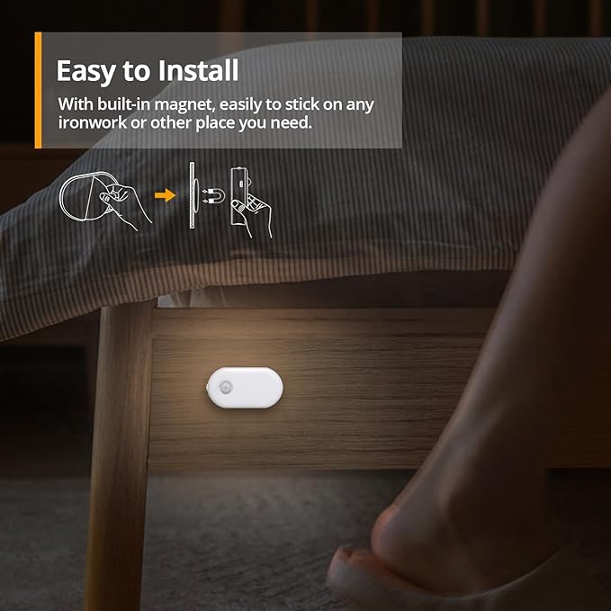 Lyridz Rechargeable Motion Sensor Night Light, Cool White LED Stick-on Closet Light with Dusk to Dawn Sensor, 1-20LM Stepless Adjustable Brightness for Bedroom, Wall, Kitchen, Stairs, Hallway, 2-Pack