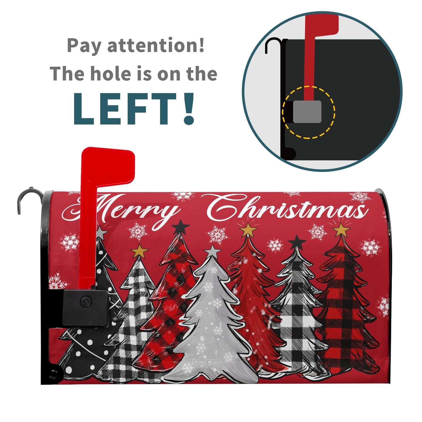 Harooni Merry Christmas Mailbox Covers Magnetic Standard Size 25.5" X 21" Christmas Tree Snowflake Mailbox Wraps Letter Post Box Cover for Home Garden Outdoor Yard