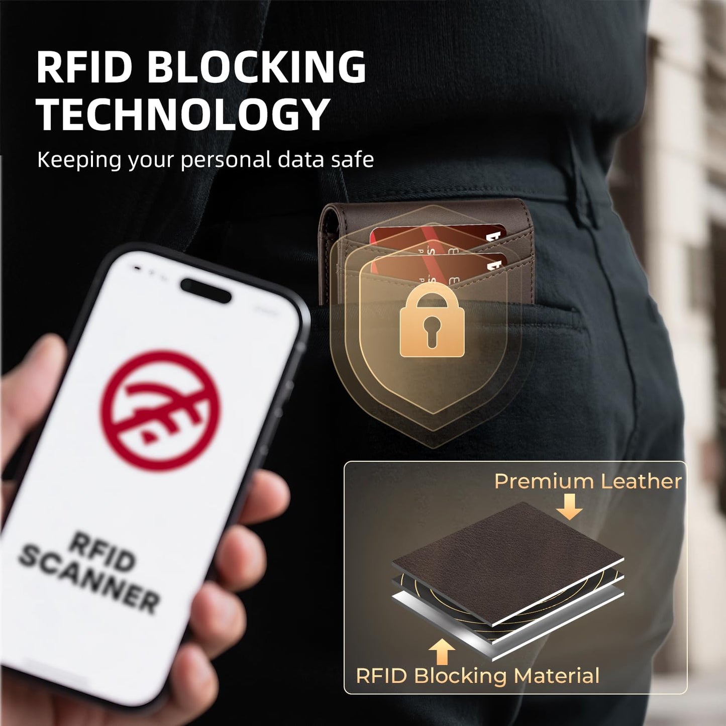 RUNBOX Wallet for Men - Slim Rfid Leather Bifold 2 ID Window With Gift Box Men's Accessories