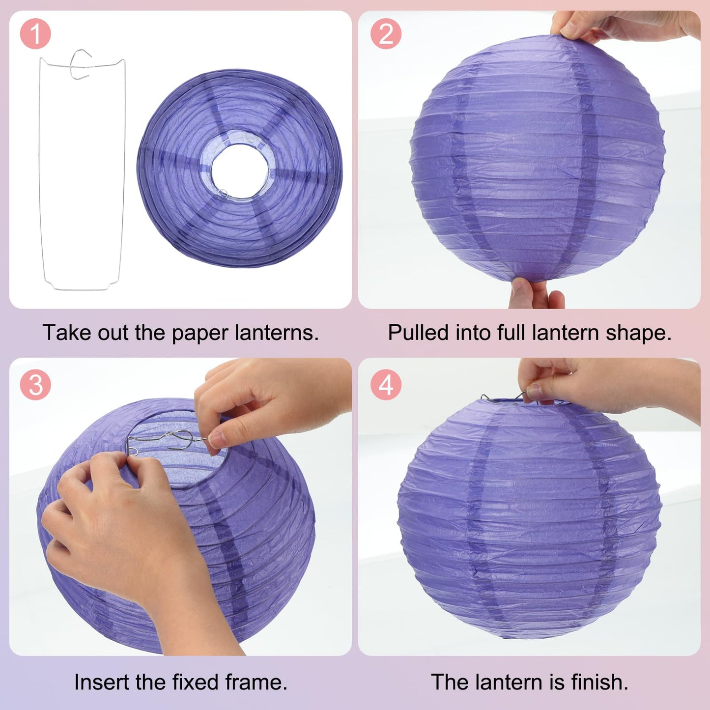 MECCANIXITY 3PCS Paper Lanterns Decorative, 12 Inch Deep Purple Round Hanging Ball Lantern Chinese Lanterns for Home Decor, Birthday, Wedding,Christmas Party