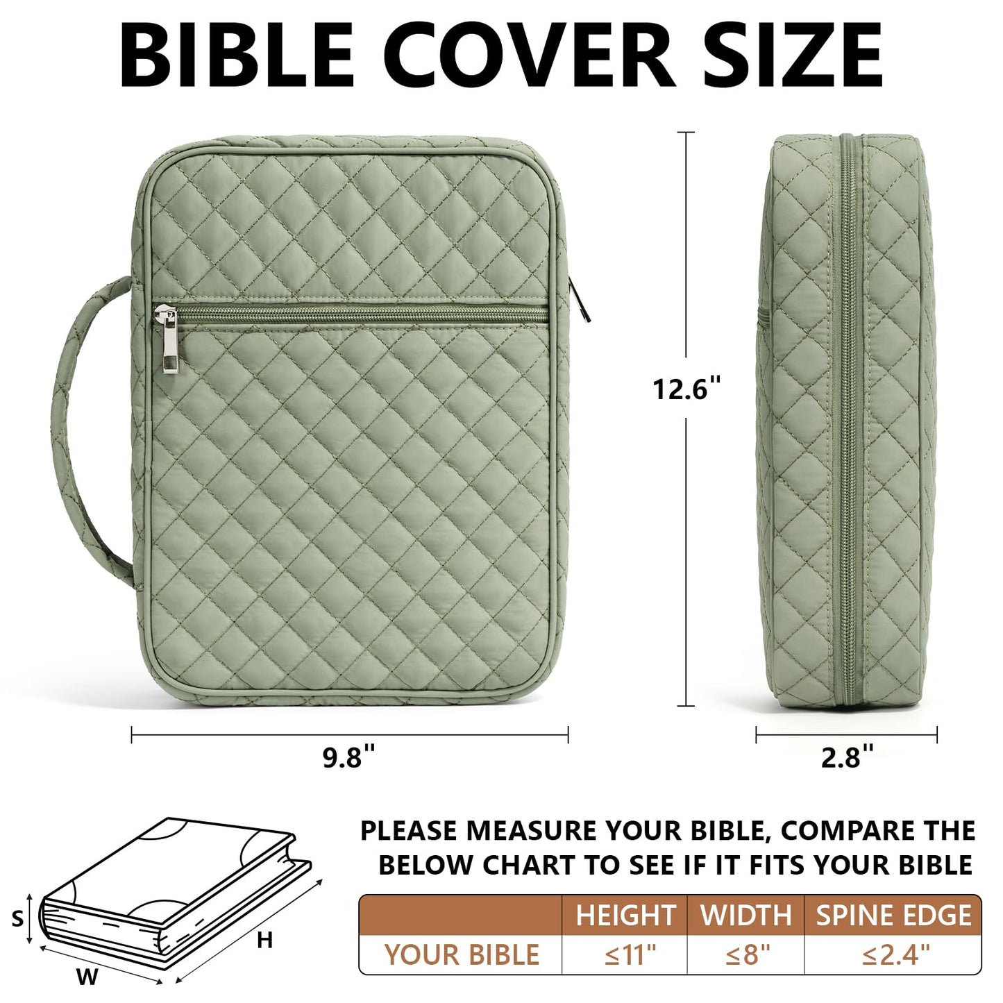 Bible Cover Case for Women Large Bible Bag, Bible Study Supplies Journaling Kit Quilted Church Bag with Handle, Puffer Book Carrying Case w/Tabs Accessories Mothers Day Christian Gifts for Women Mom