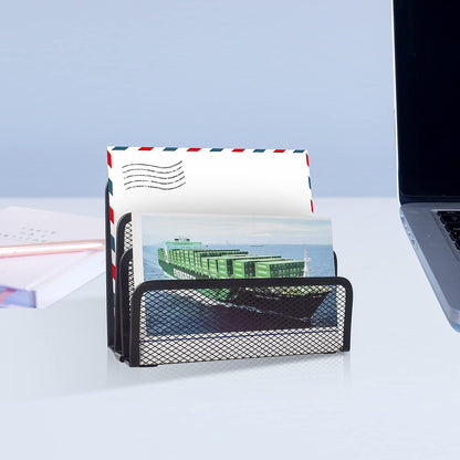 wishacc Desk Mail Organizer Small File Holders Letter Organizer Metal Mesh Document/Filing/Folders/Paper Organizer for Desktop