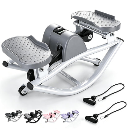 Rock Stepper with Resistance Bands - Ultra-Quiet Hydraulic Lateral Stepper, Fully Assembled Side to Side Step Rocker for Home Office, 250LBS Capacity