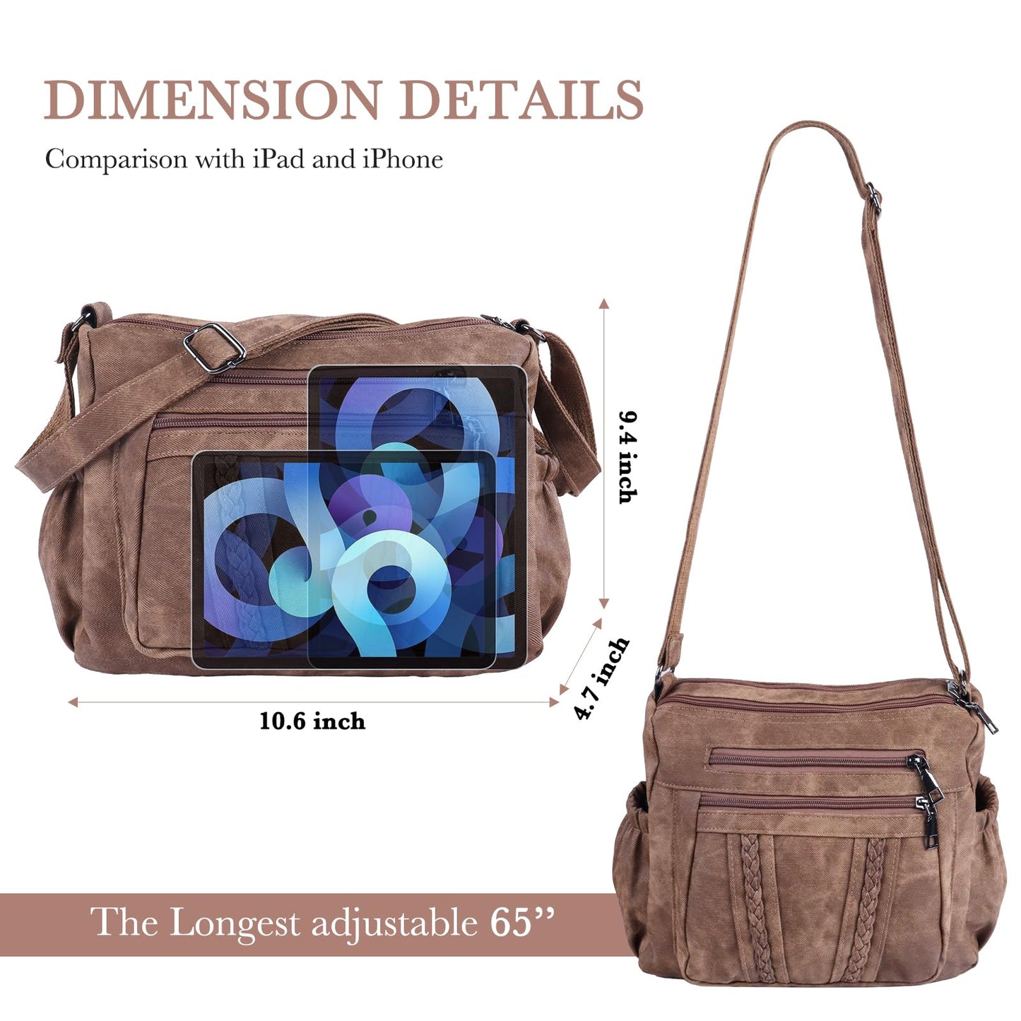 ELDA Crossbody Bags For Women Pocketbooks Soft PU Leather Purses and Handbags Multi Pocket Travel Shoulder Bag Ladies Purse (Retro Brown)