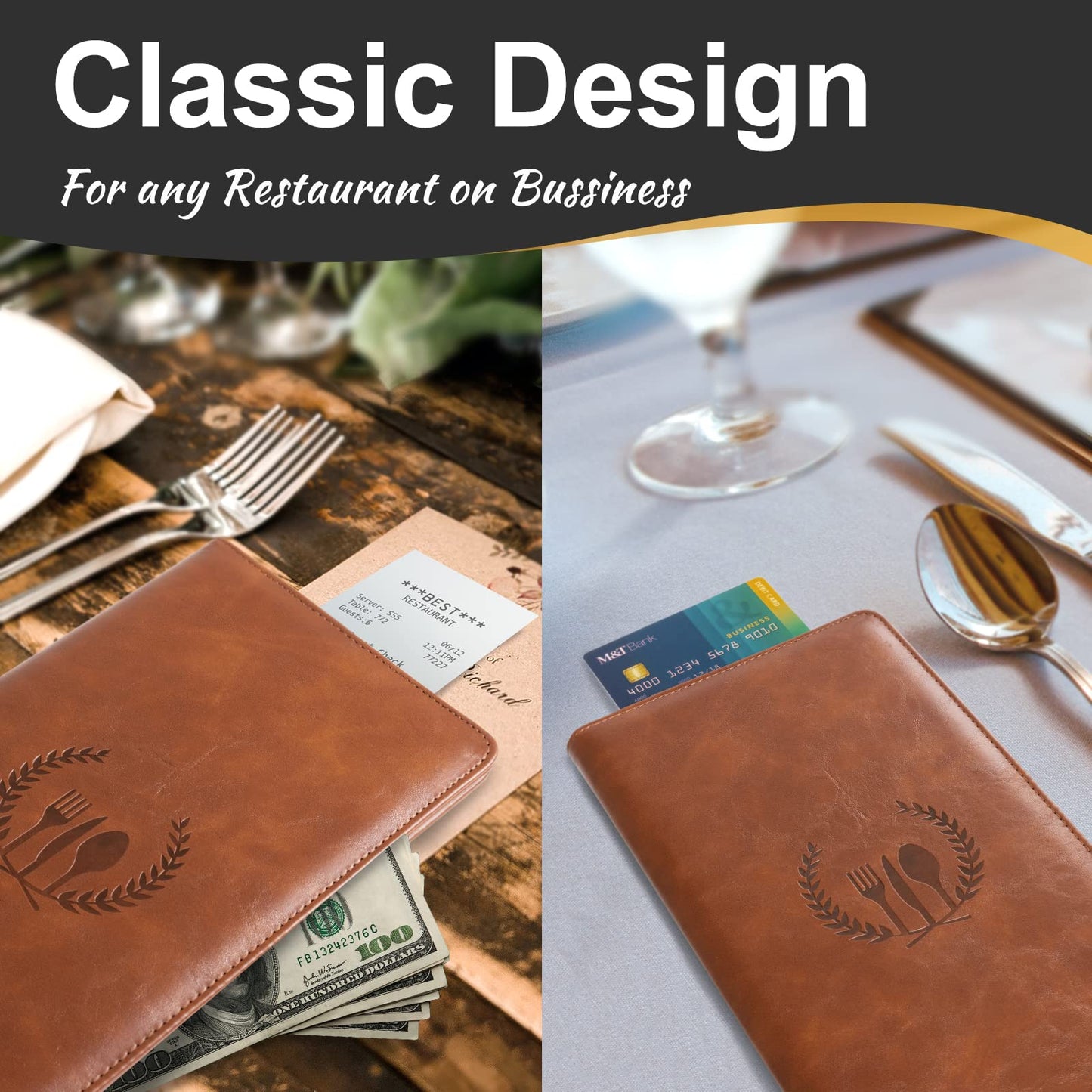 CoBak Restaurant Check Presenters, Guest Check Card Holder, Restaurant Bill Holder, Check Presenters for Restaurants, Servers, Bars, Hotels, Waiter, Waitress