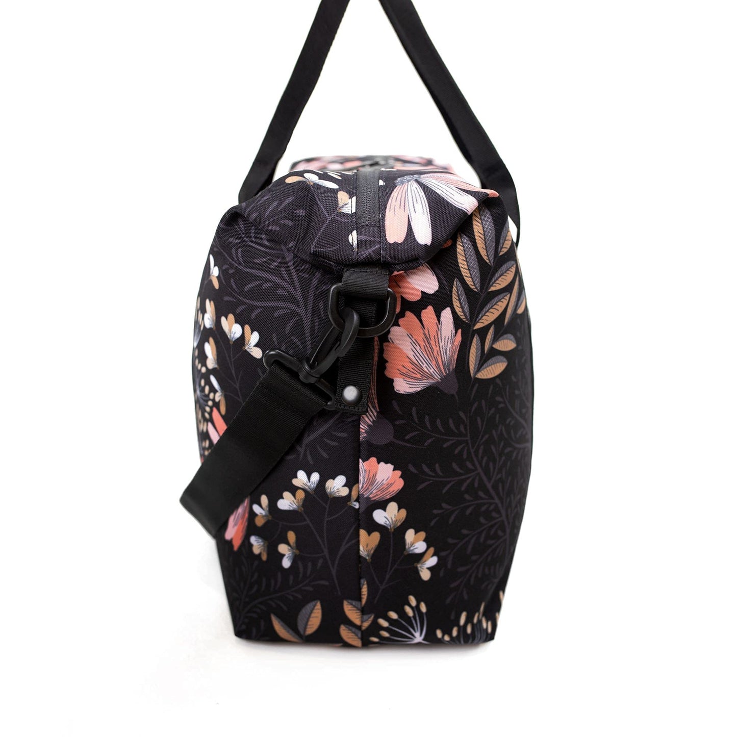 Jadyn Lola Travel Bag, Weekender/Overnight Duffel, Gym Tote Bag for Women, Men (Black Floral)