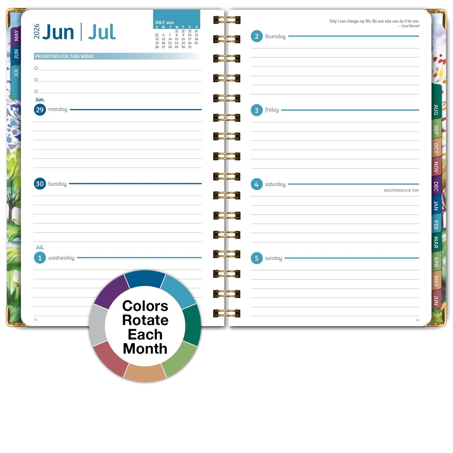 HARDCOVER Academic Year 2026-2027 Planner: 14 Months (May 2026 Through June 2027) 5.5"x 8" Daily Weekly Monthly Planner Yearly Agenda. Bookmark, Pocket Folder and Sticky Note Set (Tree Seasons)