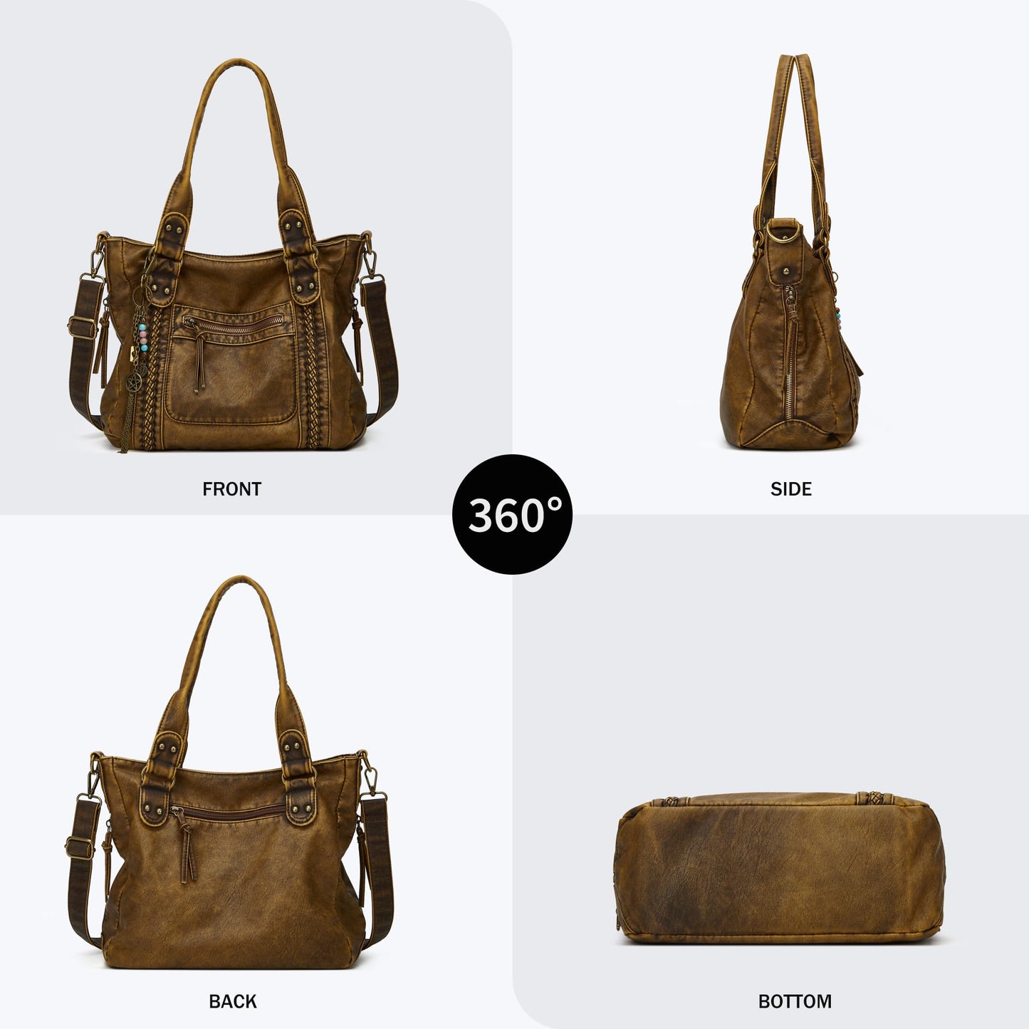 Worldlyda Purses for Women Soft PU Leather Crossbody Purses and Handbags Multi Pocket Shoulder Bag Trendy Pocketbooks Top handle Satchels women bag (BE2504Brown)