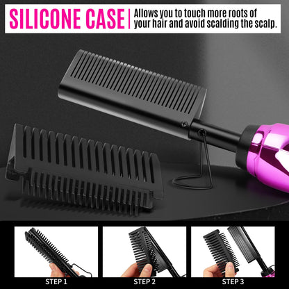 Hot Comb Hair Straightener Set for Lace Front Wigs - Heat Pressing Combs Ceramic Curling Flat Iron Electric Hot Comb for Wigs - Hair Straighteners Straightening Comb for Women Wig Installation Kit