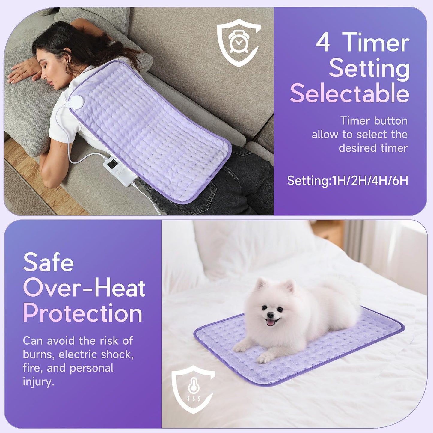 Large Heating Pad for Back Pain Relief, Electric Heating Pad for Neck and Shoulders, Auto Shut Off, Fast Heat, Christmas Gifts for Women Men, Birthday Gifts for Mom Dad (17'' x 33)