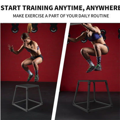 Garvee 18 Inch Steel Plyo Box for Exercise, Plyometric Jumping Box Metal Exercise Step Up Box with Anti-Slip Surface for Home Gym Training,Single and Set,Black