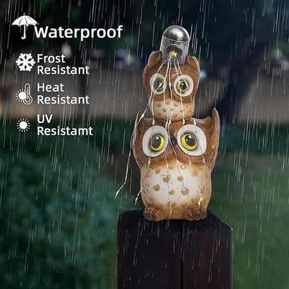 Solar Garden Statues Outdoor Decor, Watering Owl Statue Garden Decor, Resin Yard Decorations Outdoor for Patio, Porch, Balcony, Lawn Ornaments, House Warming Birthday Gifts for Mom Women Grandma