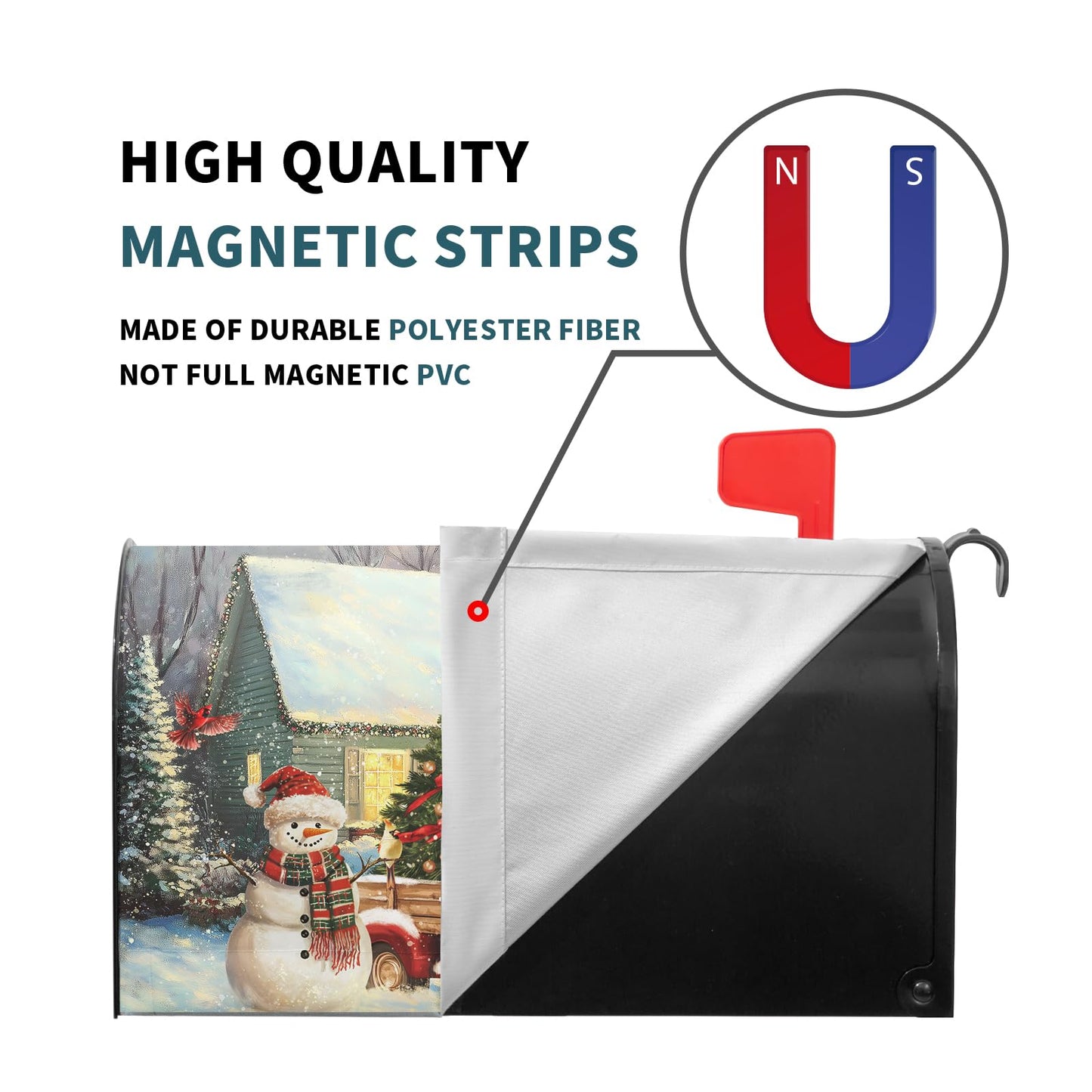 Winter Mailbox Covers Magnetic Standard Size 21 x 18 Inch Christmas Snowman Truck Farmhouse Mailbox Wraps Post Letter Box Cover for Garden Yard Xmas Holiday Home Decor