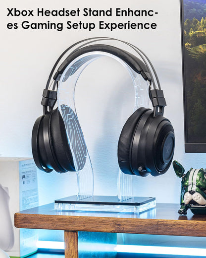 OAPRIRE RGB Headphone Stand with 213 Modes 60K Colors, Music Rhythm Sync, Acrylic Headphone Stand for Desk Enhances Gaming Setup Experience, Gaming Headset Holder with APP & Wired Controller