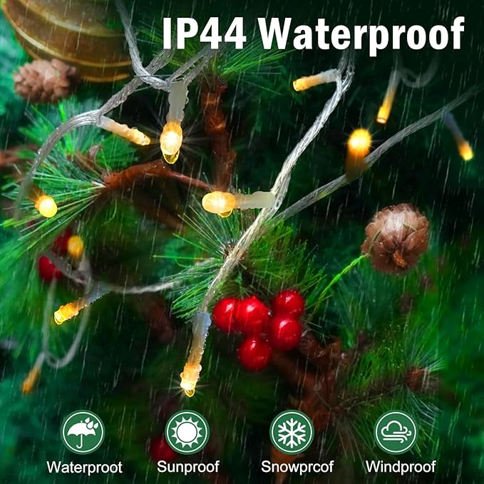 SAUIRS 60FT 160 LED Christmas Lights Outdoor String Lights with 8 Modes Timer Waterproof Fairy Light Plug in for Outside Indoor Party Xmas Palm Tree Yard Wedding Decorations(Warm White)