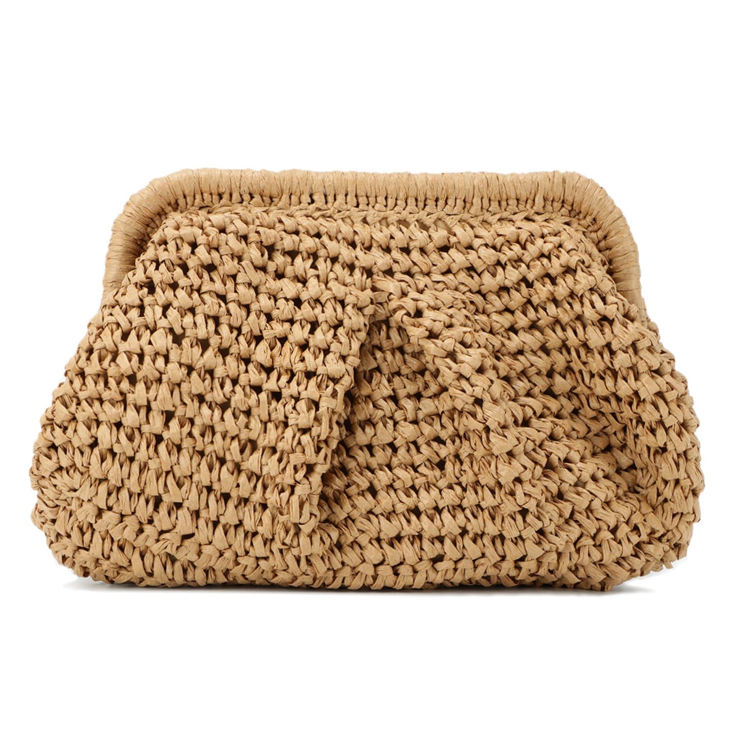 Emprier Straw Clutch Purses for Women Cloud Dumpling Pouch Straw Crossbody Shoulder Handbag Summer Beach Woven Bag