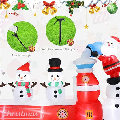 MUMTOP 7.0FT Long Christmas Inflatables Outdoor Decorations, Inflatables Santa Claus Snowman Blow up Merry Christmas Yard Decorations Built-in LED Lights for Outdoor Party Holiday Decor