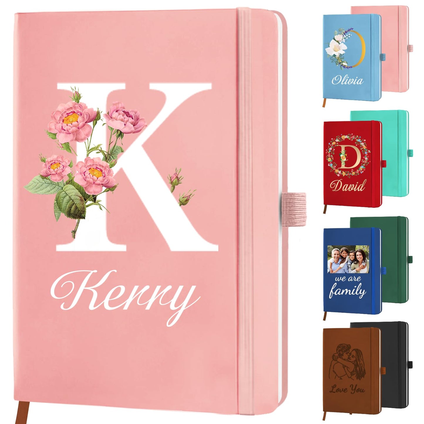 Personalized Journal Notebook with Initials Name Custom Journaling Notebook for Women Daughter Customized College Ruled Notebooks Lined Journals Gift for Mothers Day Mom Her Birthday Graduation
