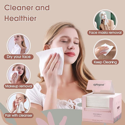 2Pack Disposable Face Towel Facial Cloth Thicker Large Size 10"X12" Towelettes