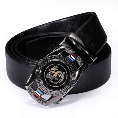 Barry.Wang Mens Ratchet Belt 2 Pack Buckle Gift Set Black Belts Leather Slide White Dragon Strap Adjustable 1 3/8" Wedding Business