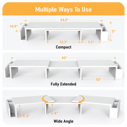 Simple Houseware Desk Dual Monitor Stand Riser with Drawer, White