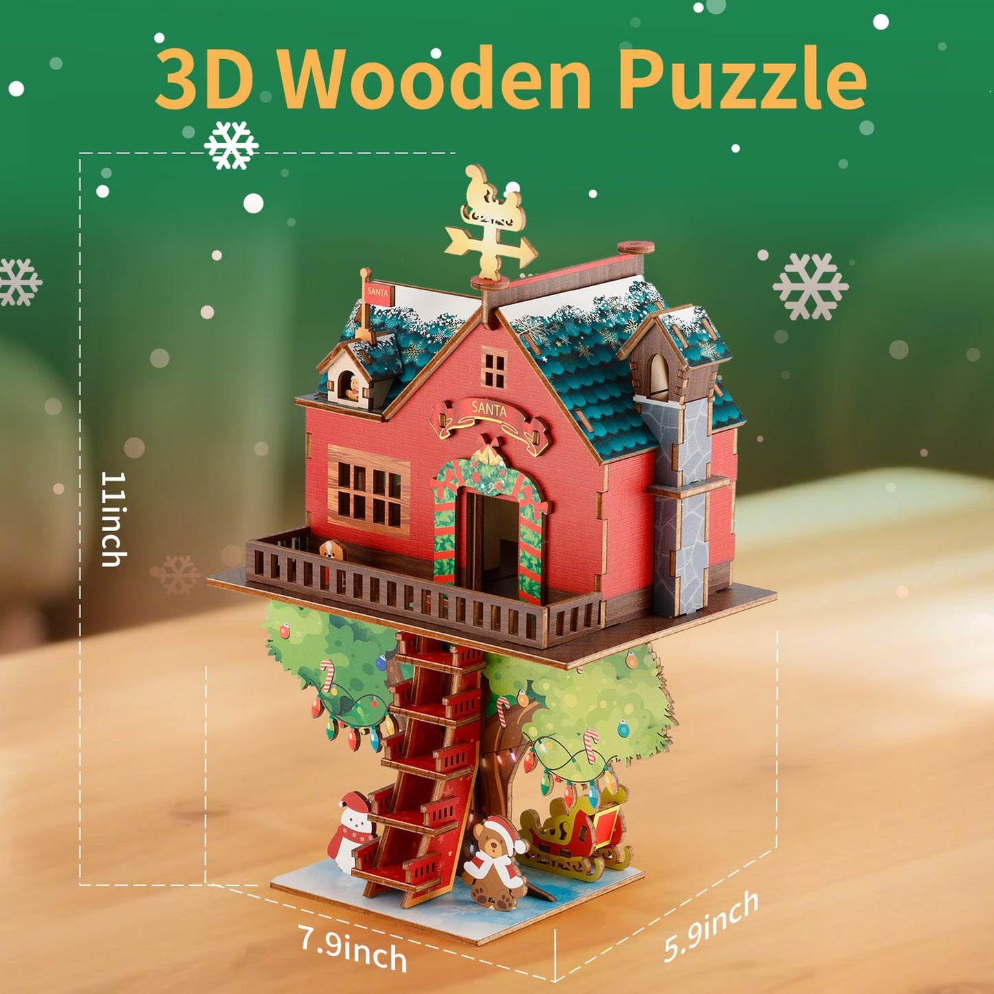 3D Puzzles for Adults Treehouse - Christmas Theme, Fun Holiday Home Decor