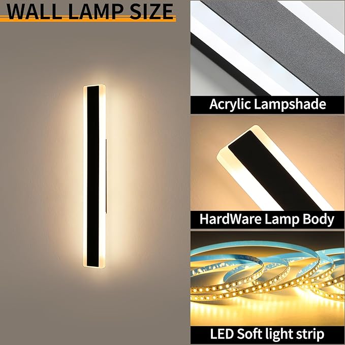 Mikeru 2pack 31.4inch Outdoor Wall Light Fixtures, 10%-100% Dimmable Outdoor Wall Lights Exterior Front Porch Light 3000-6000k Wall Mounted Led Lighting for Basement, Shop,Garage Lighting