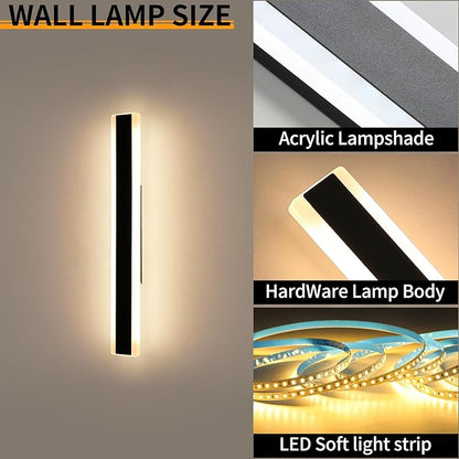 Modern 31.4inch Outdoor Wall Light, 3000K Black Acrylic Exterior Lighting Fixtures Wall Mount, Ip65 Waterproof Modern Porch Lights Outdoor Wall Sconce, Led Long Wall Lights for House Hard-Wired