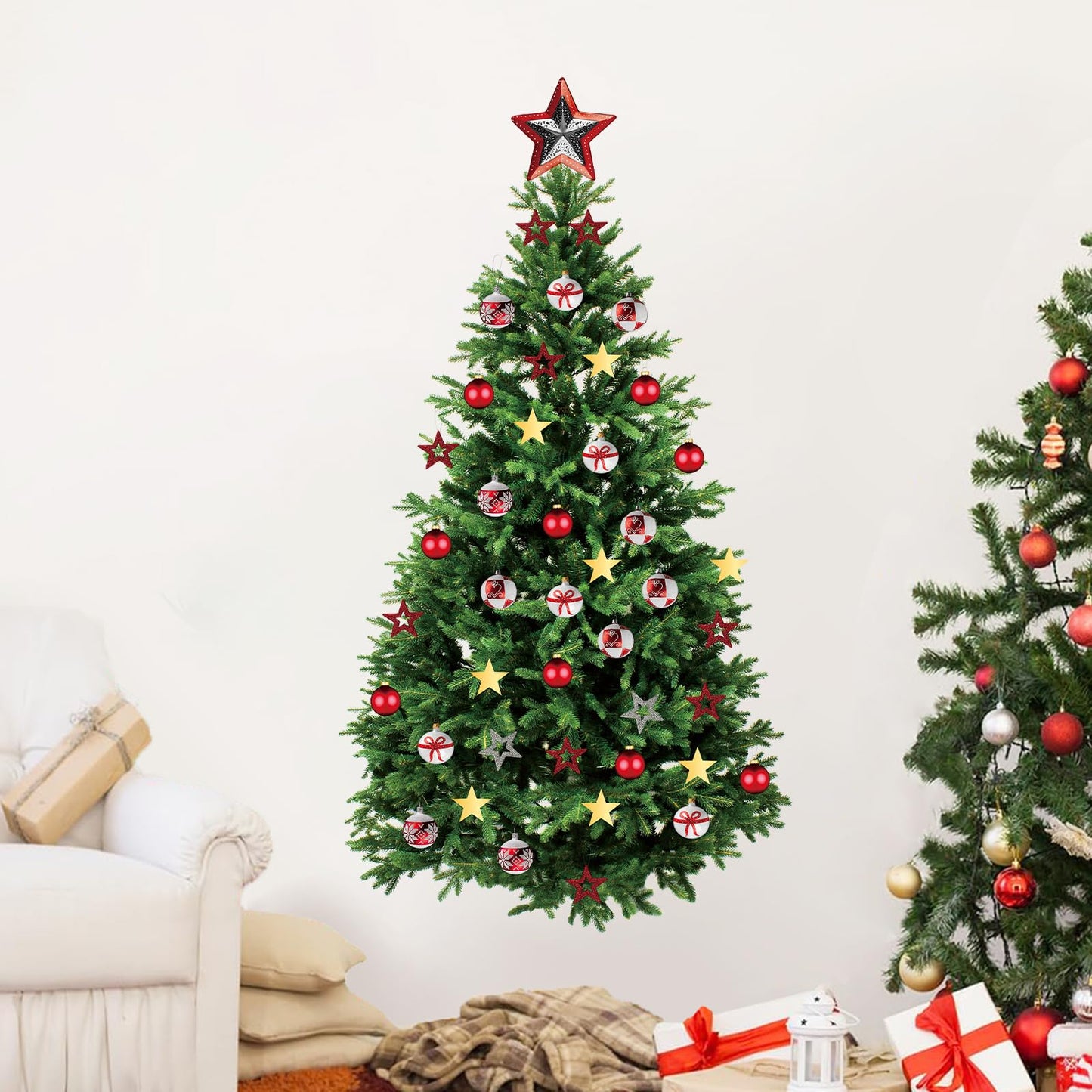 Kasubeso Large 66 x 33 inch Large Christmas Tree Wall Decals Removable DIY Pine Tree Xmas Wall Decor Merry Christmas Wall Stickers for Bedroom Office Living Room Window Clings Party Decoration
