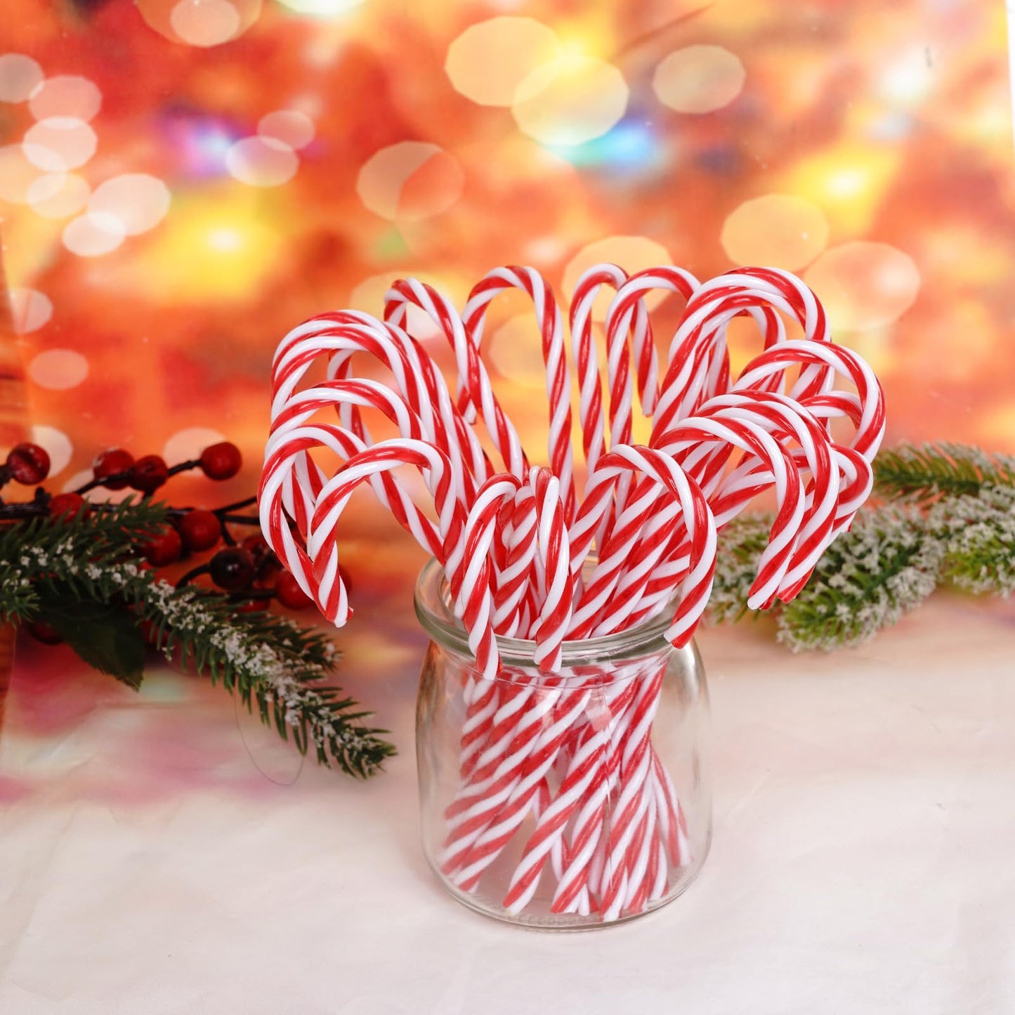 Jmkcoz Christmas Plastic Candy Cane Christmas Tree Hanging Ornament Twisted Crutch Candy Canes for Xmas Gift Holiday Decoration Party Favor (150, Red and White)