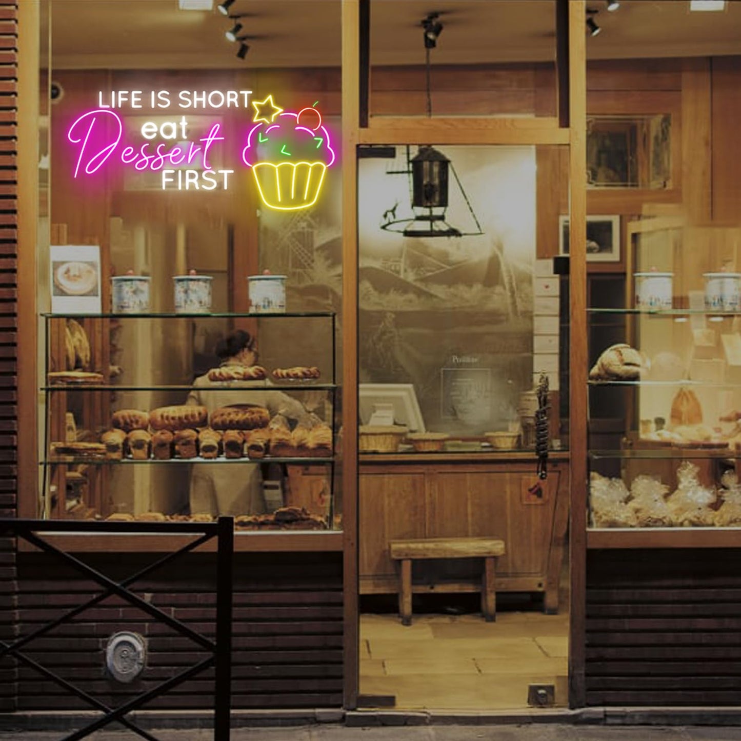 Life Is Short Eat Dessert First Neon Sign, Dessert Cake Store Wall Decor, Cupcake Bakery Led Lights, Strawberry Cake, Tea & Cake Shop, Restaurant Gaming Hotel Shop Club Restaurant, Family Party