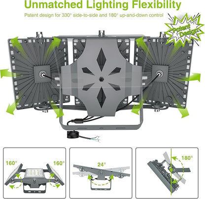 STASUN LED Flood Light Outdoor, Max Series 150W 15000lm 6000K Daylight IP66 Waterproof, Commercial Parking Lot Light, 3 Heads for Yard Street Stadium Floodlight Bright Security Lights for Outdoor Area