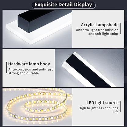 Mikeru 47.2inch Long Led Wall Light, 6000k Cool White Modern Outdoor Wall Light Ip65 Waterproof Black Acrylic Porch Exterior Lighting Fixtures, Exterior Wall Mount Lights for Garage Front Door
