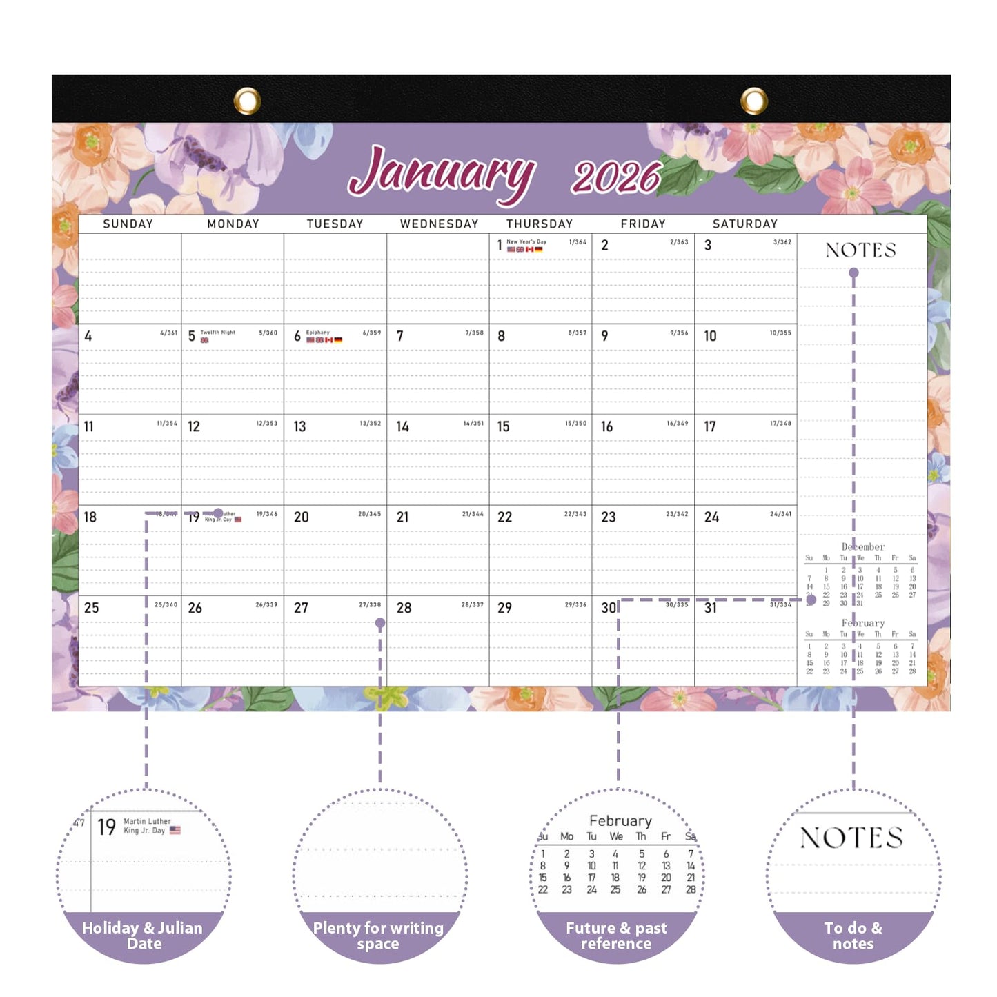 2026 Desk Calendar, Large Desktop/Wall Monthly Calendar (Jan. 2026 - Jun. 2027) 17'' x 12'' Personal Desk Planner for Teacher Family School Office Supplies
